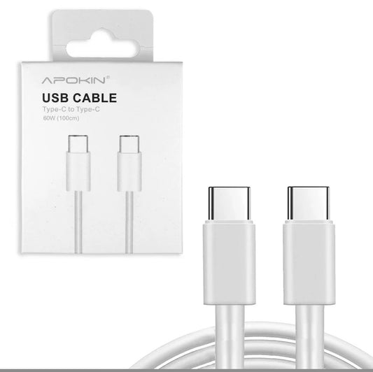 Cable tipo C a C 60W 1 metro blanco tipo original