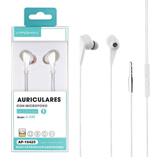 Auricular con Microfono Blanco Apokin